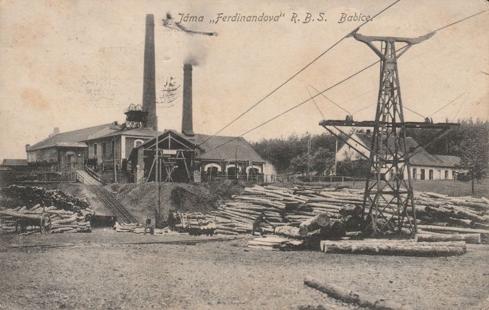 Důl Ferdinand v Babicích - historická pohlednice